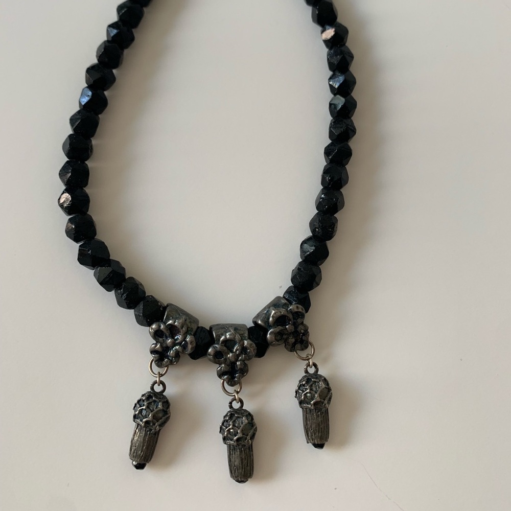 Vintage artisan black stone necklace